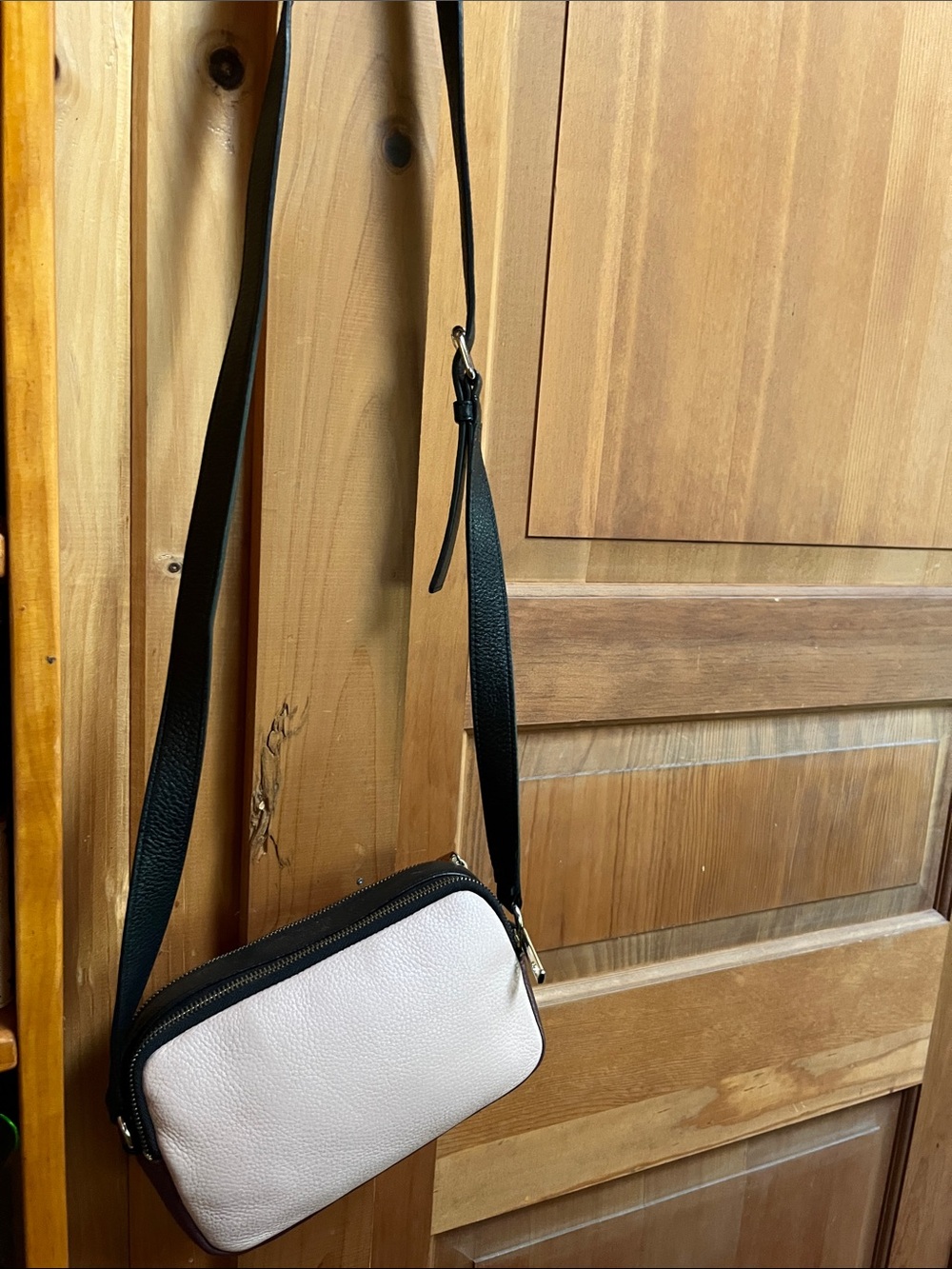 Talbots Pebbled Leather Crossbody Bag Color-block in Pink, Navy, and Maroon